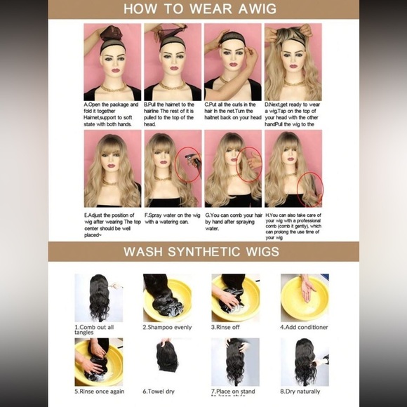 26” Balayage Light Blonde Wavy long Hair Wig & bangs Natural look for da… - Picture 10 of 10